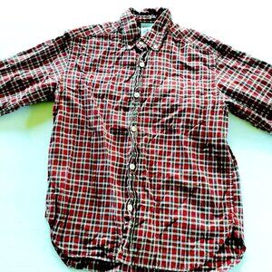 Old Navy Boys Shirt Button Down Red Green Plaid Christmas Holiday Long Sleeve 8